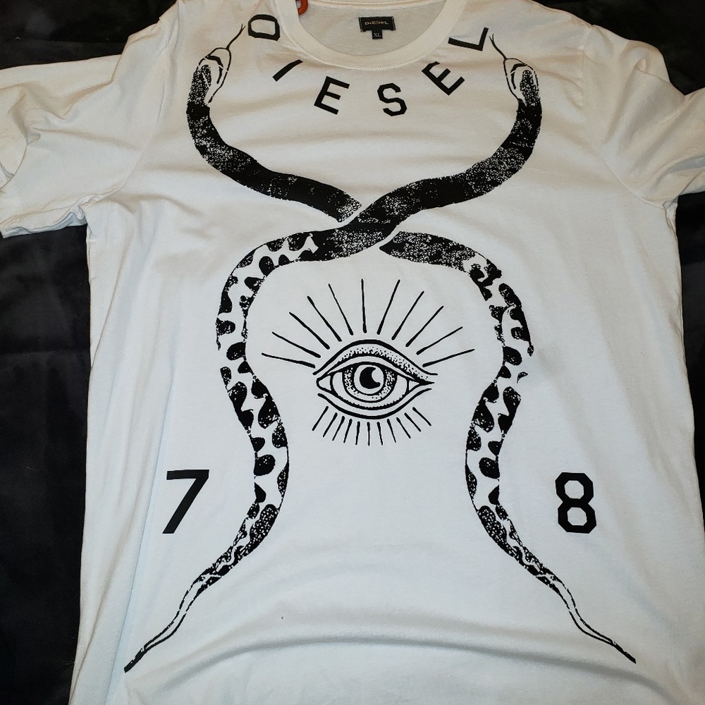 Diesel Mens Snake Logo Eye Illuminati T-shirt
